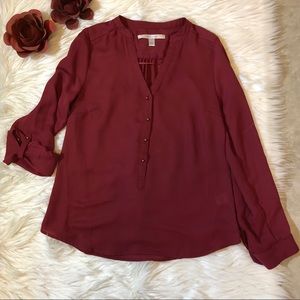 LC Lauren Conrad | Women’s Dark Red Sheer Blouse
